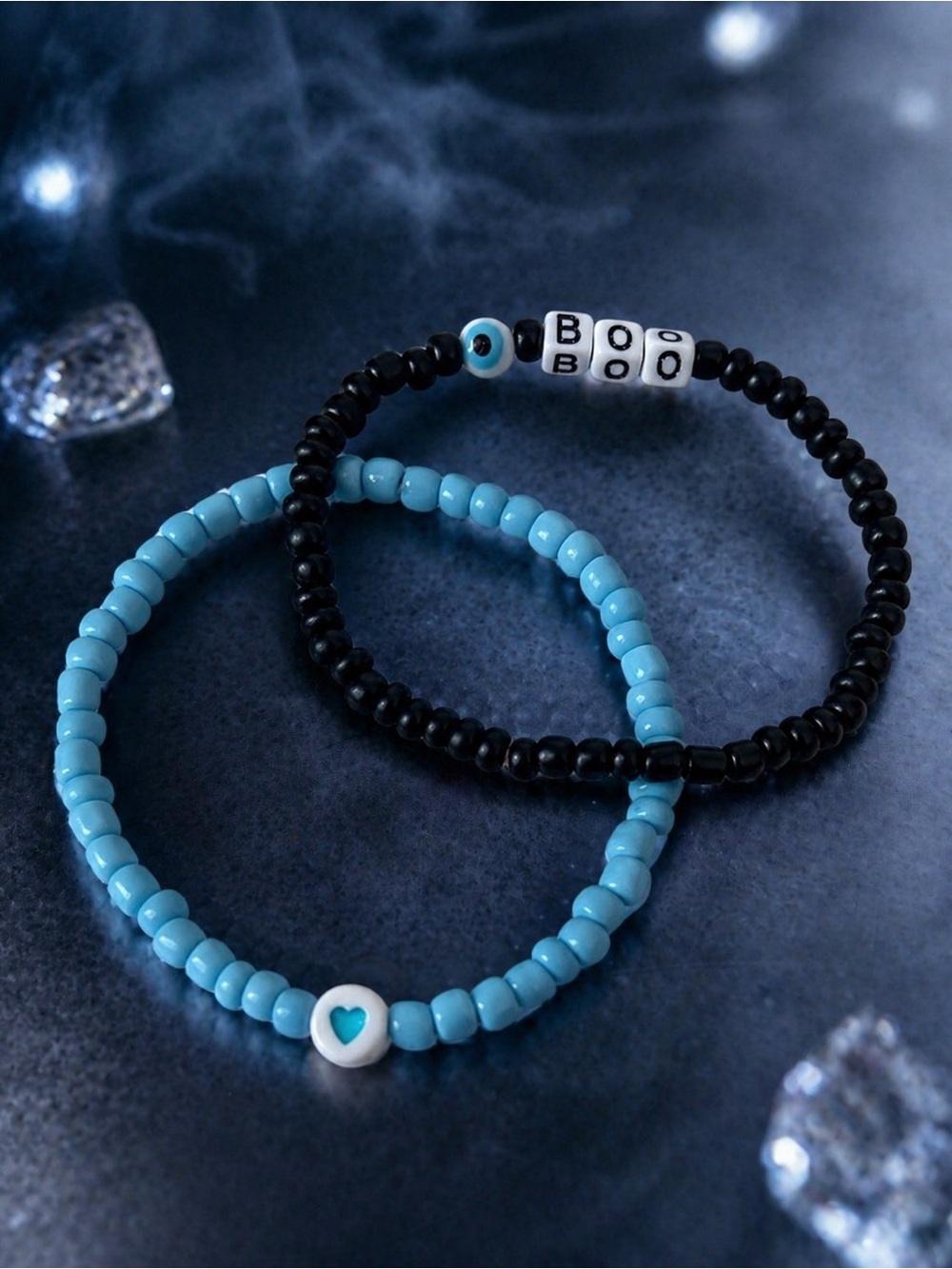 Blue Boo Evil Eye Bracelet Set 8”